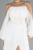 Ekru Shoulder Decollete Long Sleeve Chiffon Prom Dress ABU4165