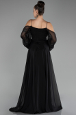 Siyah Shoulder Decollete Long Sleeve Chiffon Prom Dress ABU4165