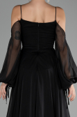 Siyah Shoulder Decollete Long Sleeve Chiffon Prom Dress ABU4165