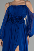 Saks Mavi Shoulder Decollete Long Sleeve Chiffon Prom Dress ABU4165
