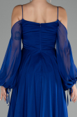 Saks Mavi Shoulder Decollete Long Sleeve Chiffon Prom Dress ABU4165