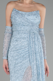 Light Blue Strapless Stony Long Slit Prom Gown ABU4163