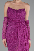 Fuchsia Strapless Stony Long Slit Prom Gown ABU4163