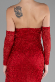 Red Strapless Stony Long Slit Prom Gown ABU4163
