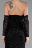 Black Strapless Stony Long Slit Prom Gown ABU4163