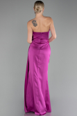 Fuchsia Strapless Slit Long Satin Evening Dress ABU4174
