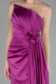 Fuchsia Strapless Slit Long Satin Evening Dress ABU4174