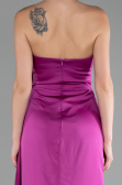 Fuchsia Strapless Slit Long Satin Evening Dress ABU4174
