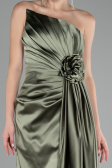 Olive Drab Strapless Slit Long Satin Evening Dress ABU4174