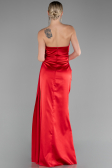 Red Strapless Slit Long Satin Evening Dress ABU4174