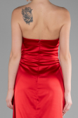 Red Strapless Slit Long Satin Evening Dress ABU4174