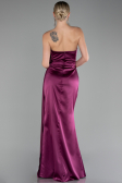 Plum Strapless Slit Long Satin Evening Dress ABU4174