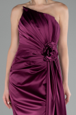 Plum Strapless Slit Long Satin Evening Dress ABU4174