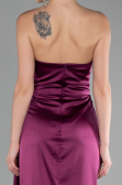 Plum Strapless Slit Long Satin Evening Dress ABU4174