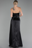 Black Strapless Slit Long Satin Evening Dress ABU4174