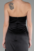 Black Strapless Slit Long Satin Evening Dress ABU4174