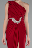 Red One Shoulder Slit Long Evening Dress ABU4116