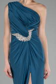 Oil Green One Shoulder Slit Long Evening Dress ABU4116
