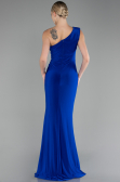Sax Blue One Shoulder Slit Long Evening Dress ABU4116