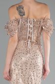Beige Midi Scaly Cocktail Dress ABK2130