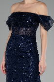 Navy Blue Midi Scaly Cocktail Dress ABK2130