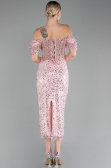 Powder Color Midi Scaly Cocktail Dress ABK2130
