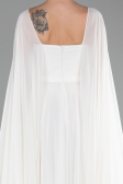 White Strapless Shawl Sleeve Long Chiffon Evening Dress ABU4158
