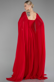 Red Strapless Shawl Sleeve Long Chiffon Evening Dress ABU4158