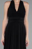 Black Halter Neck Long Chiffon Evening Dress ABU4188