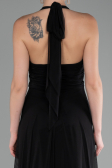 Black Halter Neck Long Chiffon Evening Dress ABU4188