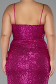 Fuchsia Long Scaly Plus Size Evening Dress ABU3322