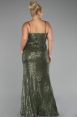 Olive Drab Long Scaly Plus Size Evening Dress ABU3322