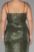 Olive Drab Long Scaly Plus Size Evening Dress ABU3322
