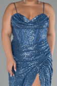 Indigo Long Scaly Plus Size Evening Dress ABU3322
