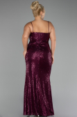 Cherry Colored Long Scaly Plus Size Evening Dress ABU3322