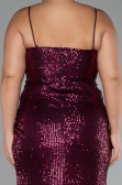 Cherry Colored Long Scaly Plus Size Evening Dress ABU3322
