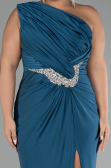 Oil Green Long Plus Size Engagement Dress ABU4148