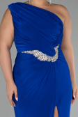 Sax Blue Long Plus Size Engagement Dress ABU4148