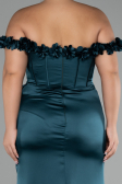 Emerald Green Long Satin Plus Size Evening Gown ABU4046