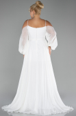 Long White Chiffon Plus Size Engagement Dress ABU4167