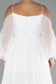 Long White Chiffon Plus Size Engagement Dress ABU4167