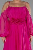 Long Fuchsia Chiffon Plus Size Engagement Dress ABU4167
