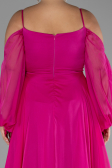 Long Fuchsia Chiffon Plus Size Engagement Dress ABU4167