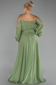 Olive Drab Long Chiffon Plus Size Engagement Dress ABU4167