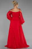 Long Red Chiffon Plus Size Engagement Dress ABU4167