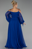 Long Sax Blue Chiffon Plus Size Engagement Dress ABU4167