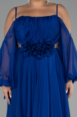 Long Sax Blue Chiffon Plus Size Engagement Dress ABU4167