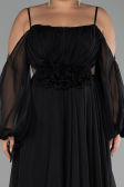 Long Black Chiffon Plus Size Engagement Dress ABU4167