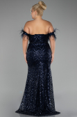 Long Navy Blue Plus Size Evening Dress ABU4149