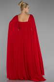 Long Red Chiffon Formal Plus Size Dress ABU4161